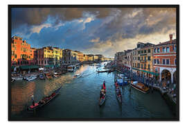 Gerahmter Kunstdruck Venedig, Canal Grande bei Sonnenuntergang