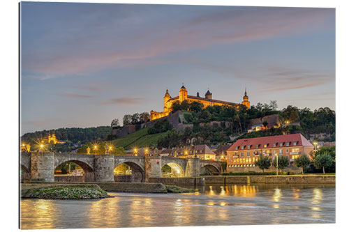 Tableau en plexi-alu Würzburg in the evening