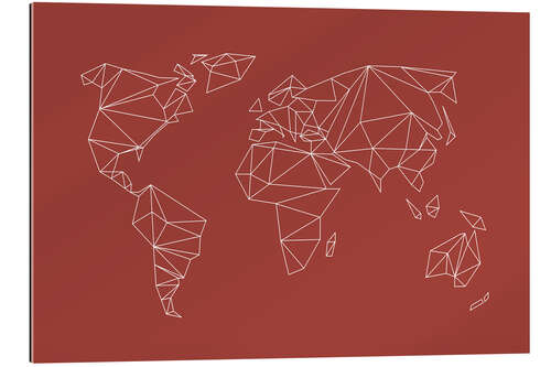 Gallery print World map in earthy red