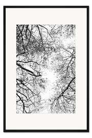 Gerahmter Kunstdruck Schwarze Äste am weißen Himmel