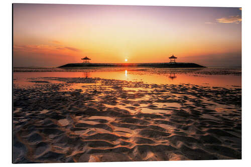 Aluminium print Bali, Sanur temple in the sea at low tide, sunrise