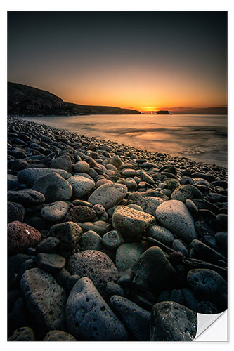 Wall sticker Stone beach, bay with sunrise