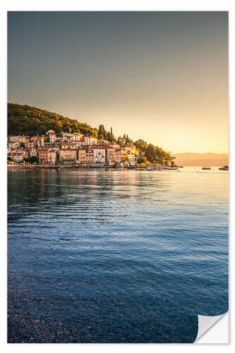 Wall sticker Croatia, Moscenicka Draga, village at sunrise by the sea