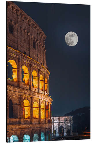 Aluminium print Colosseum at night with moon