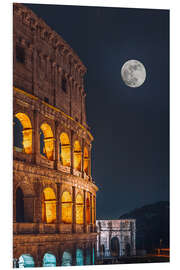 Foam board print Colosseum at night with moon