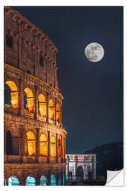 Selvklebende plakat Colosseum at night with moon