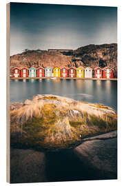 Quadro de madeira Sweden, Colourful Fishermen's Houses by the Sea - Jan Wehnert