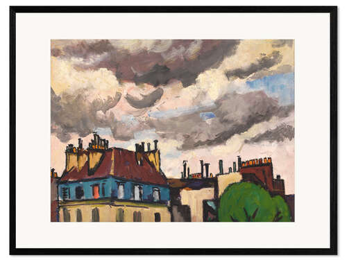 Kehystetty taidepainatus Rooftops and clouds