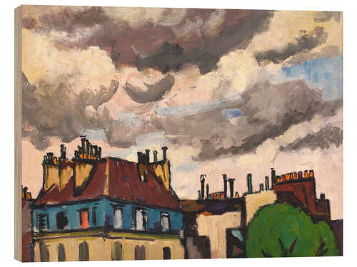 Wood print Rooftops and clouds