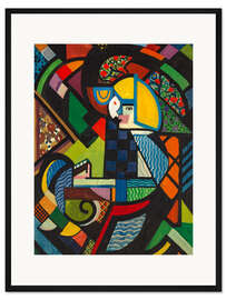 Gerahmter Kunstdruck Tochter in einem Schaukelstuhl