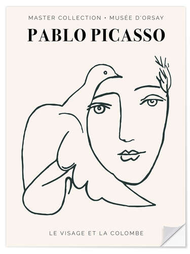 Sticker mural Picasso - Le Visage et la colombe