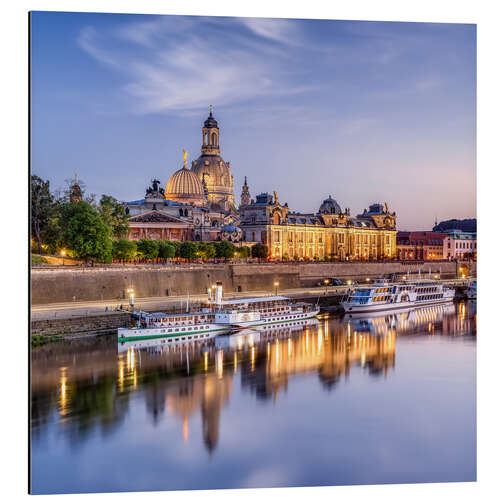 Quadro em alumínio Frauenkirche on the banks of the Elbe in Dresden