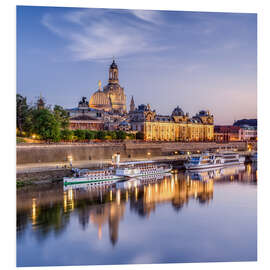 Foam board print Frauenkirche on the banks of the Elbe in Dresden