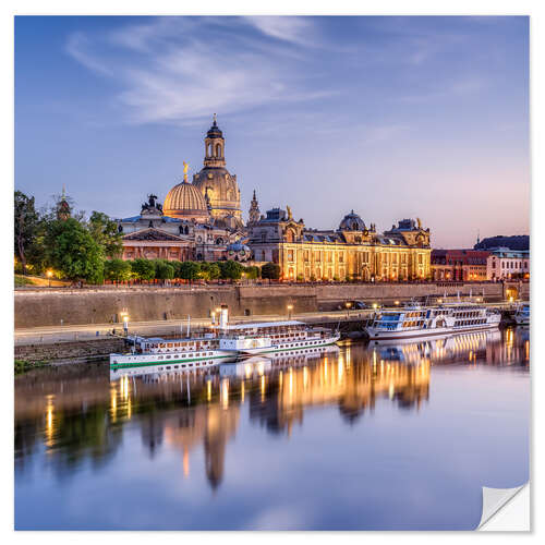 Sticker mural Frauenkirche on the banks of the Elbe in Dresden