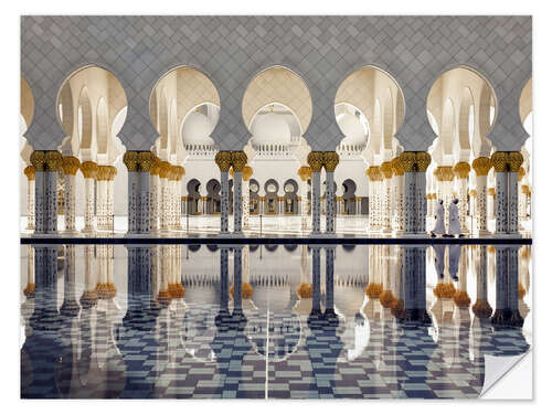 Wandsticker Reflexion der Scheich Zayid Moschee in Abu Dhabi