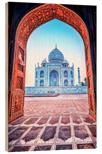 Wood print Blue Taj Mahal