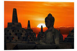 Hartschaumbild Borobudur Sonnenuntergang