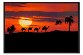 Gerahmter Kunstdruck Sahara-Sonnenuntergang