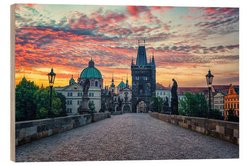 Wood print Charles Bridge Sunrise