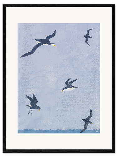 Impression artistique encadrée Seagulls Flying by the Sea