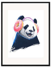 Gerahmter Kunstdruck Panda mit Kopfhörer