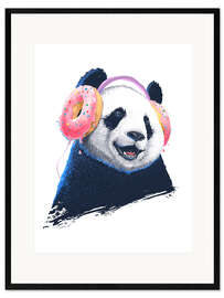 Impresión de arte enmarcada Panda in headphones