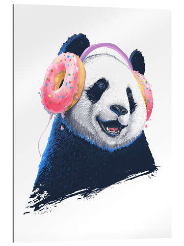 Stampa su plexi-alluminio Panda in headphones