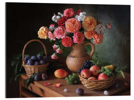 Cuadro de metacrilato Still life with flowers and autumn fruits