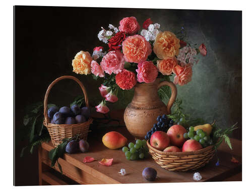 Gallery print Still life with flowers and autumn fruits