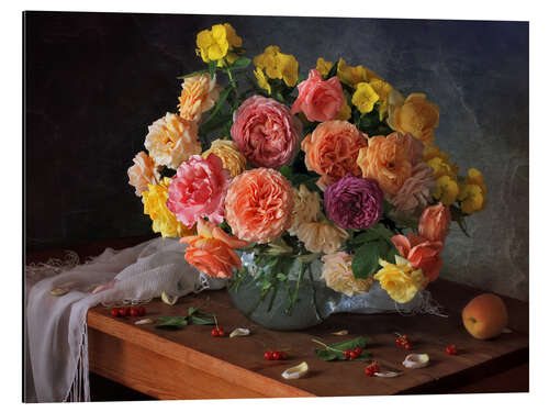 Cuadro de aluminio Still life with a bouquet of roses