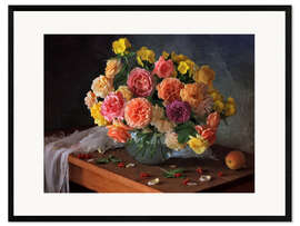 Impression artistique encadrée Still life with a bouquet of roses