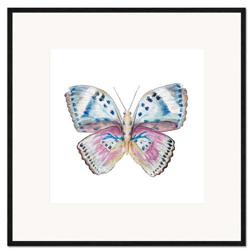 Impressão artística com moldura Pink and Powder Blue Butterfly