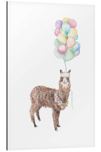 Aluminium print Llama and Balloons