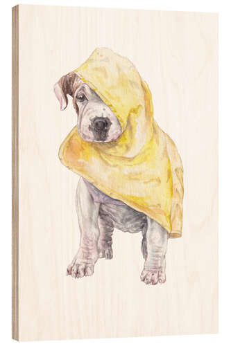 Wood print Rainy Day Pup