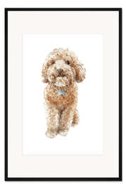 Gerahmter Kunstdruck Glücklicher Pudelwelpe