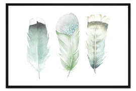 Gerahmter Kunstdruck Grüne Federn