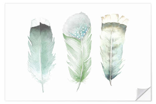 Sticker mural Green Feathers