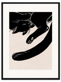 Gerahmter Kunstdruck Ruhende Samtpfote, schwarz