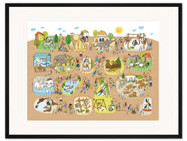 Gerahmter Kunstdruck Wimmelbild Zoo