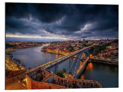 Aluminium print Evening mood - Panorama Porto