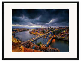 Gerahmter Kunstdruck Abendstimmung - Panorama Porto