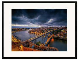 Impression artistique encadrée Evening mood - Panorama Porto