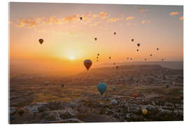 Akrylbilde Sunrise in Cappadocia full of hot air balloons