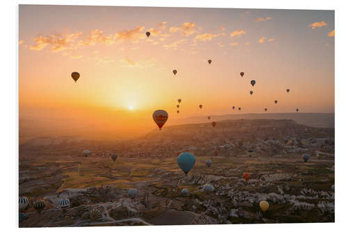 Tableau en PVC Sunrise in Cappadocia full of hot air balloons