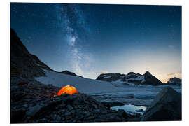 Foam board print Camping at the ice lagoon under the Milky Way