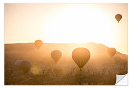 Sticker mural Hot air balloons at sunrise in Cappadocia