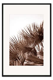 Gerahmter Kunstdruck Goldene Palm Blätter im Sonnenuntergang