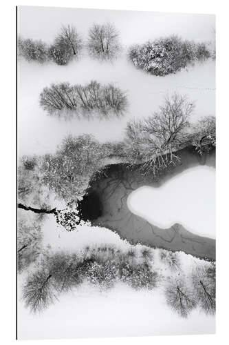 Cuadro de plexi-alu Icy snowy lake in winter forest