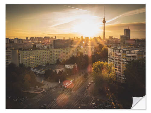 Selvklebende plakat Sunset at the television tower