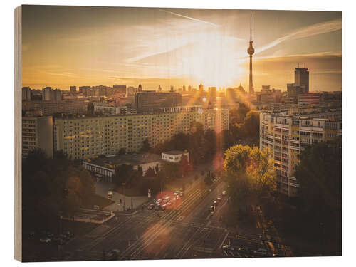 Cuadro de madera Sunset at the television tower